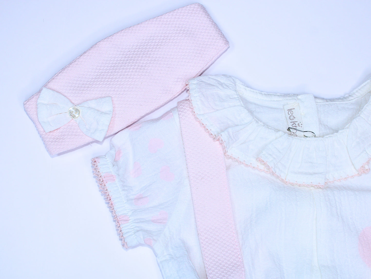 Baby Girl Soft Pastel Pink set with Suspender Shorts