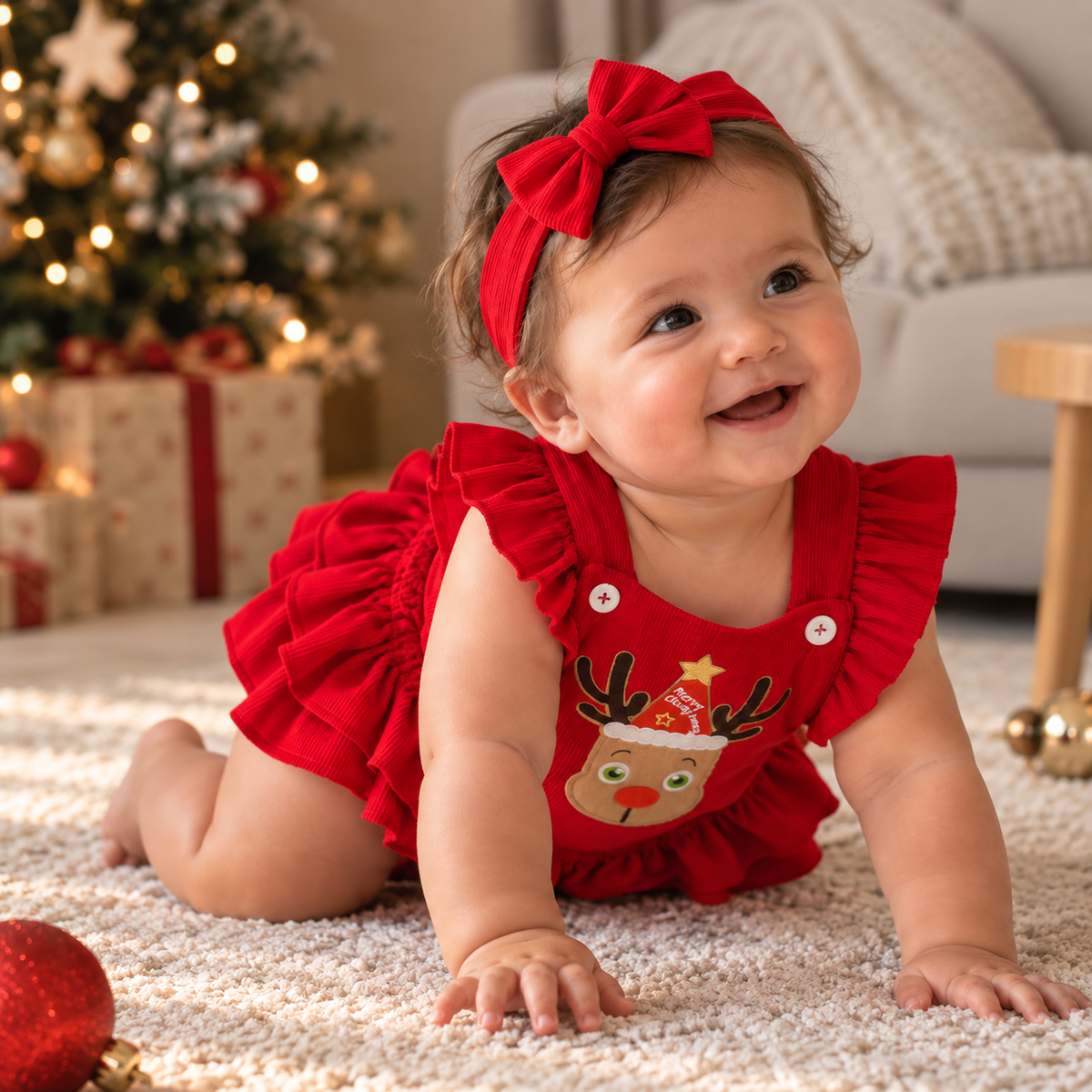 Little Reindeer Corduroy Romper
