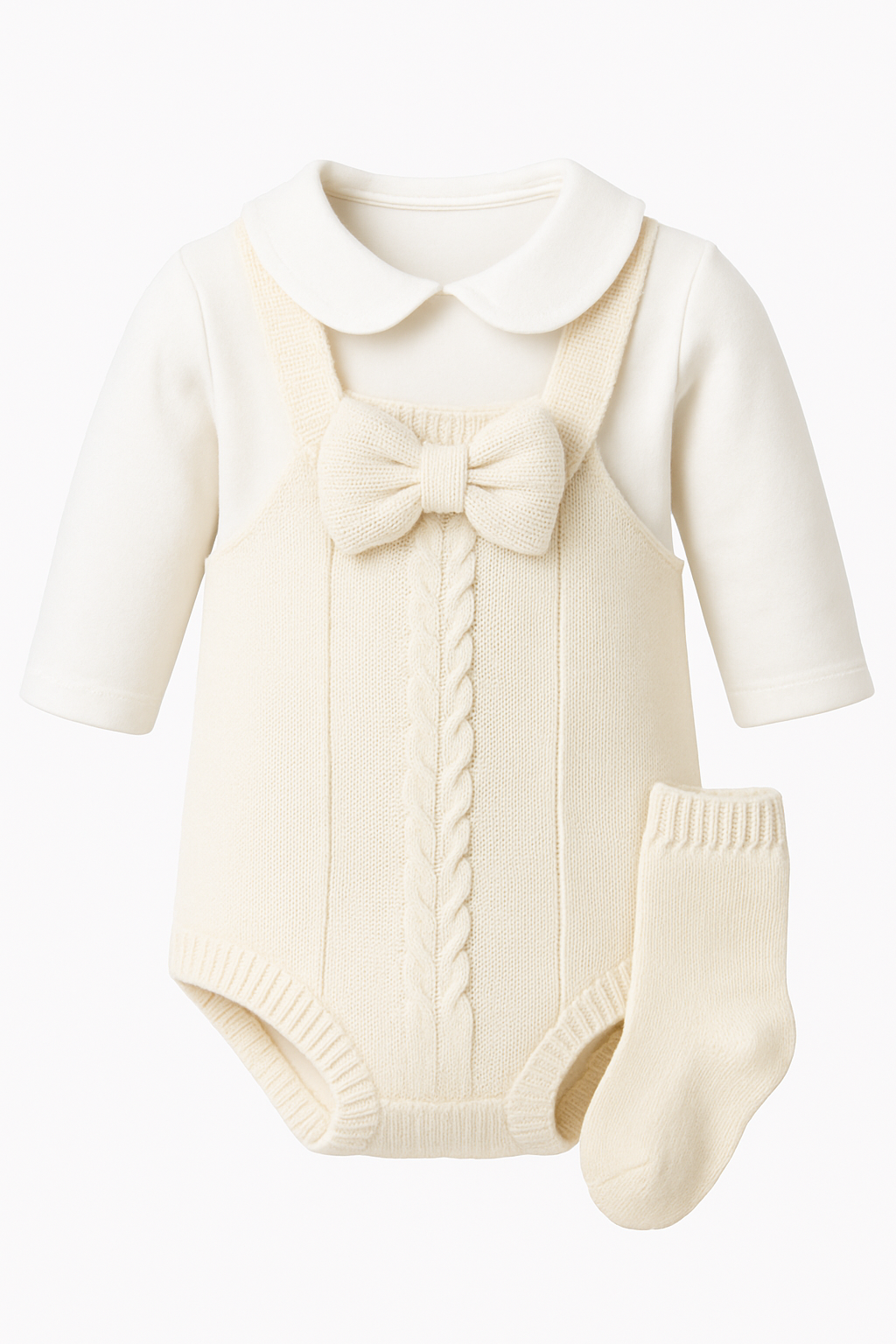 Baby Girl 3 Pieces Beige Rumper