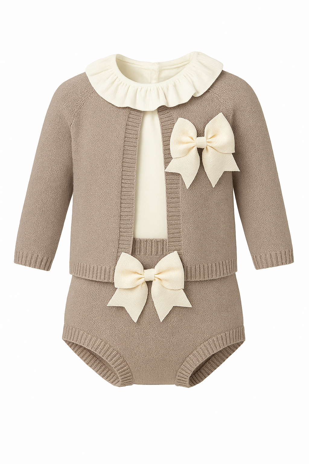 Baby Girl Fashion 3 Pieces Taupe Set