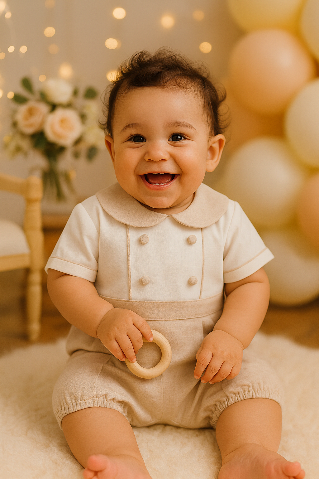 Baby Boy Linen Romper