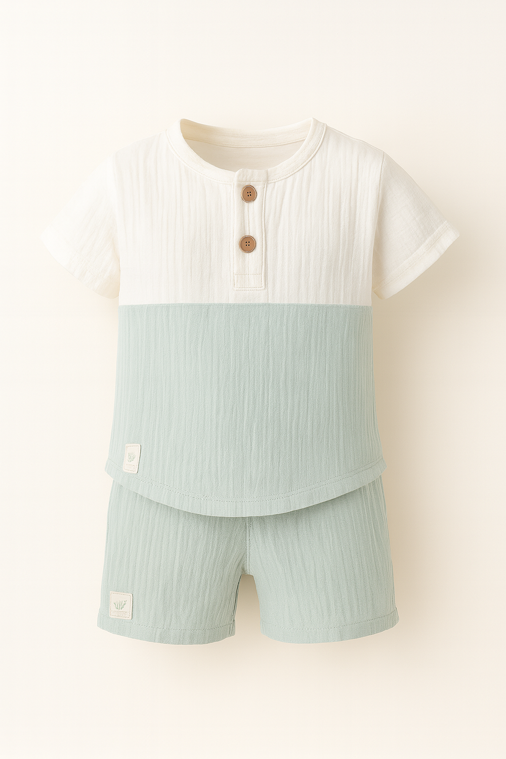 Baby Boy Mint Muslin Set – Shirt & Shorts