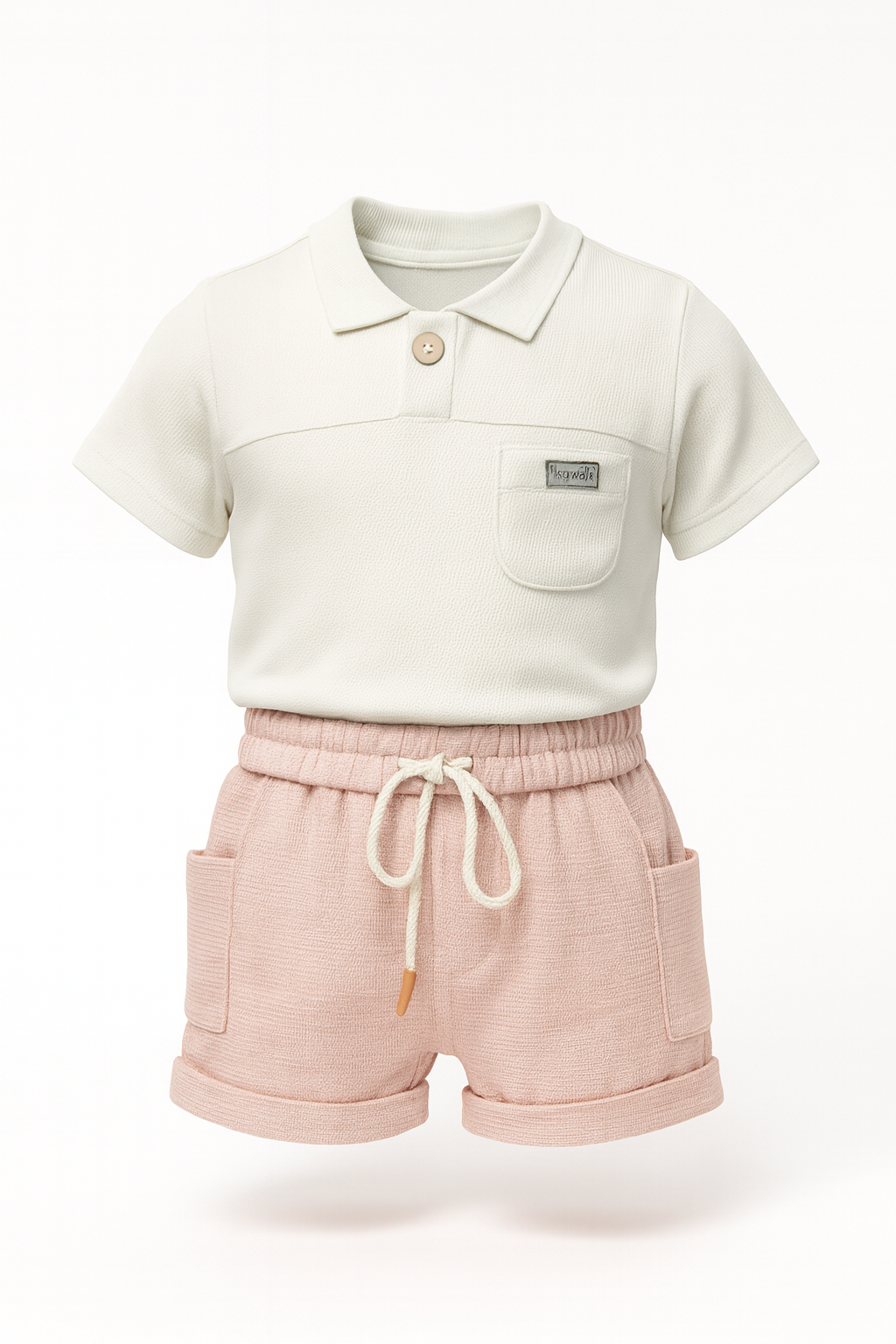 Baby Boy Taupe Polo & Shorts Set – Everyday Charm & Comfort