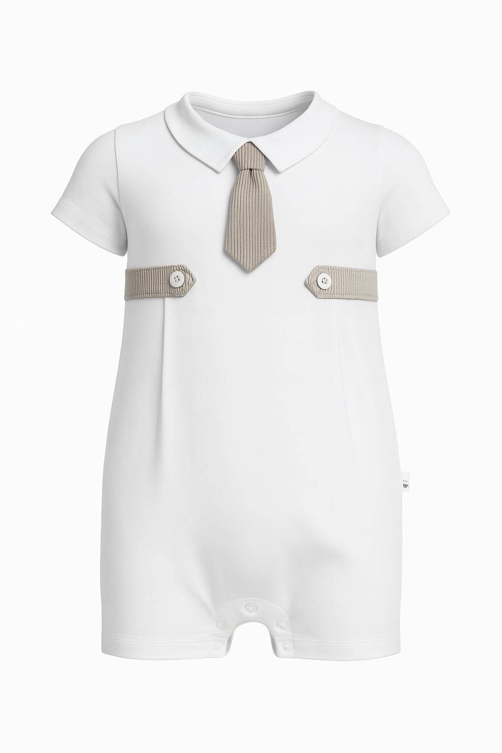 Baby Boy White Cotton Romper