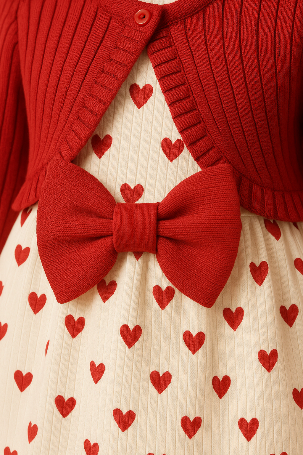 Baby Girl Heart Dress with Cardigan Set