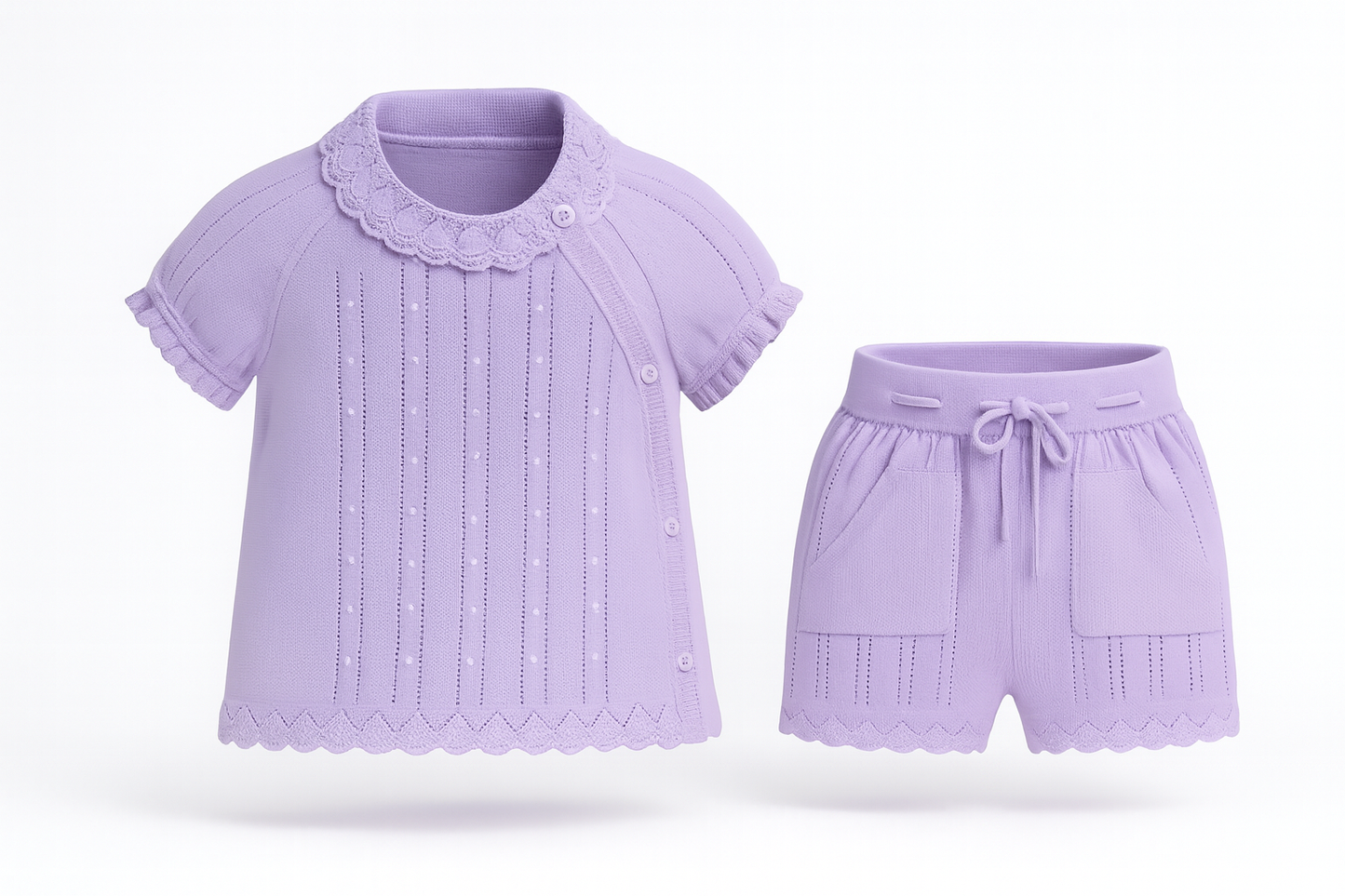 Baby Girl Soft Lavender Cotton Knit Set