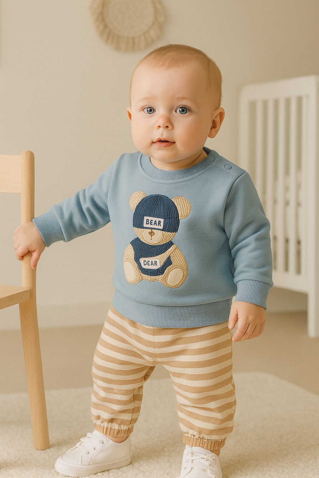 Blue Teddy Bear Cotton Set