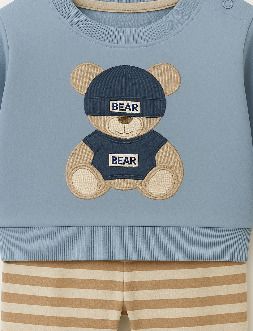 Blue Teddy Bear Cotton Set