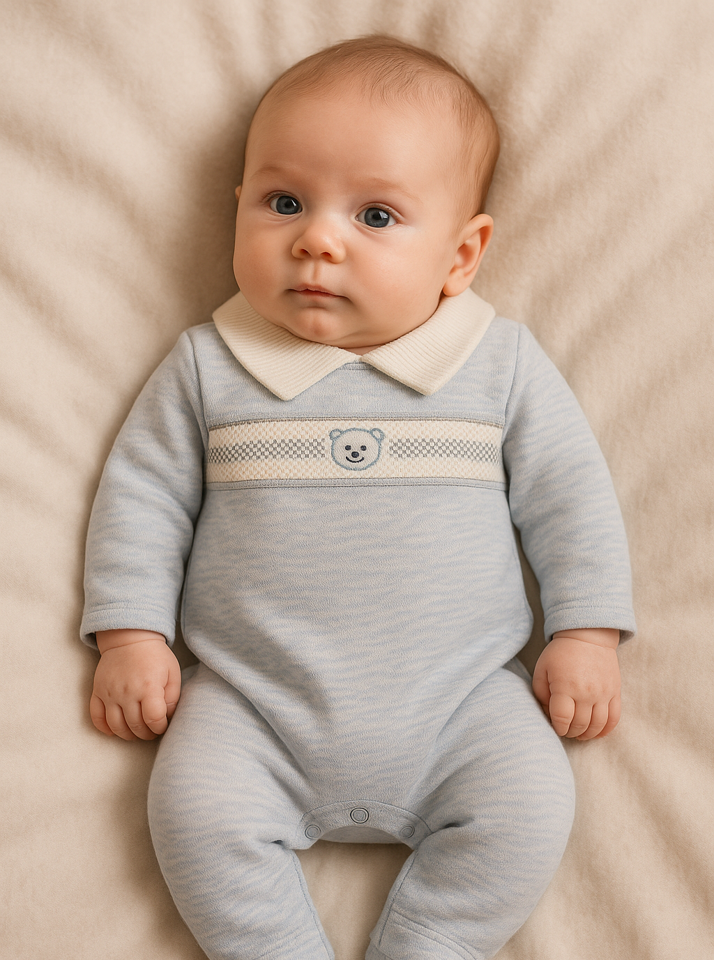 Blue Teddy Cotton Romper