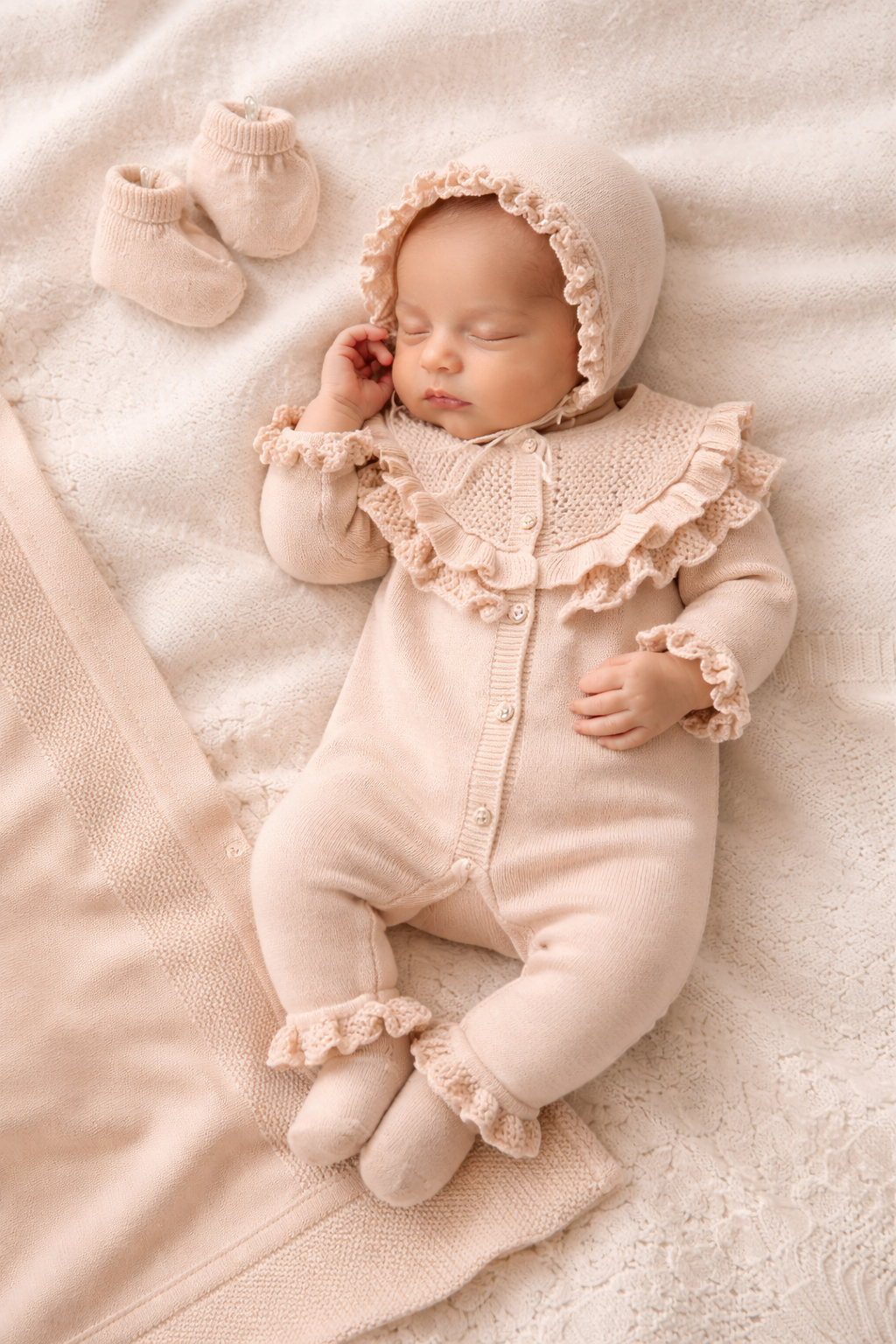 Blush Ruffle Knit Newborn Set