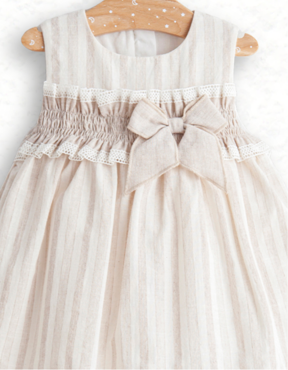 Baby Girl Smocked Cotton Dress with Bow
