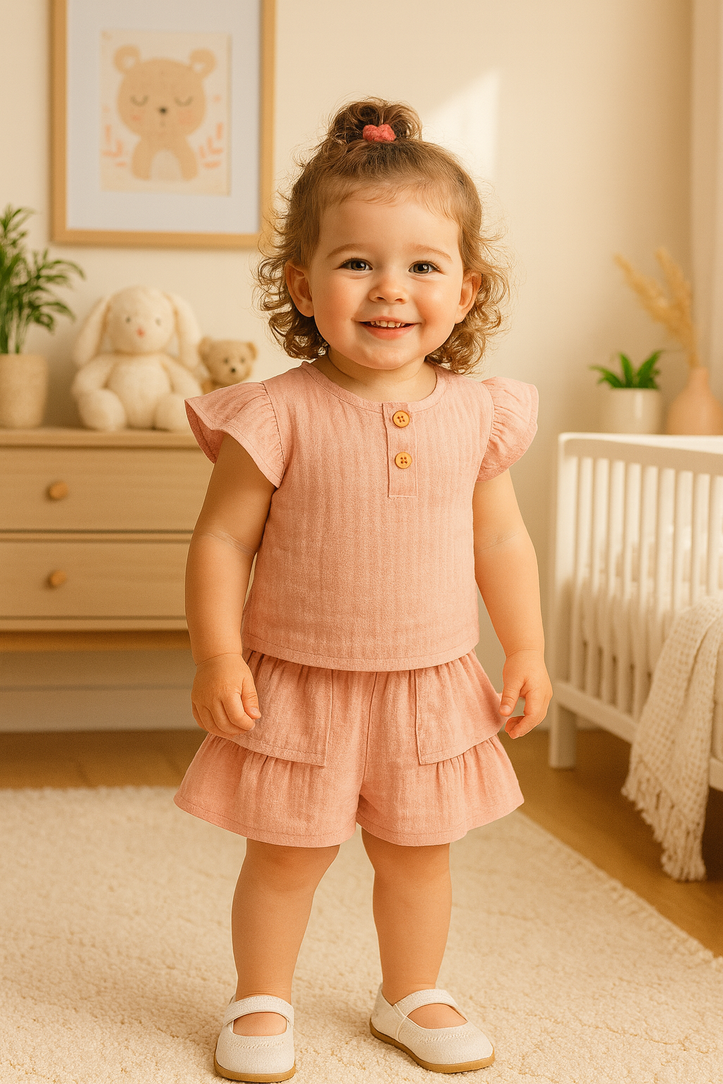 Cream Ruffle 2- Piece Set
