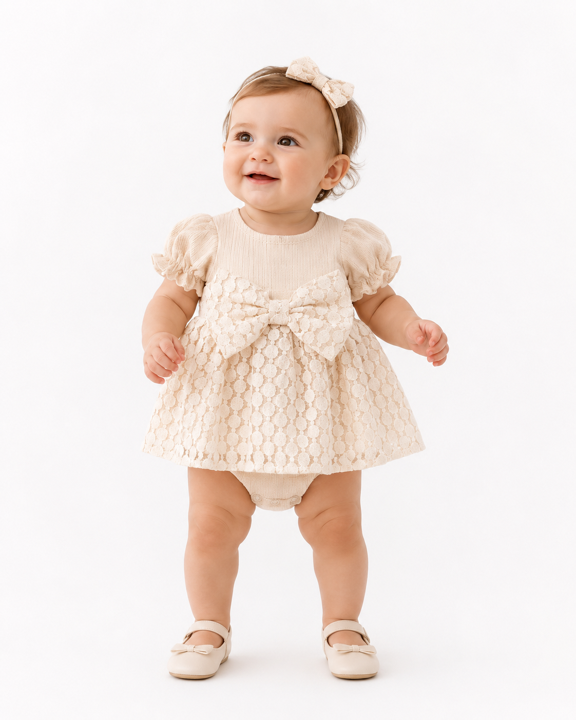 Ivory Bloom Lace Romper Dress