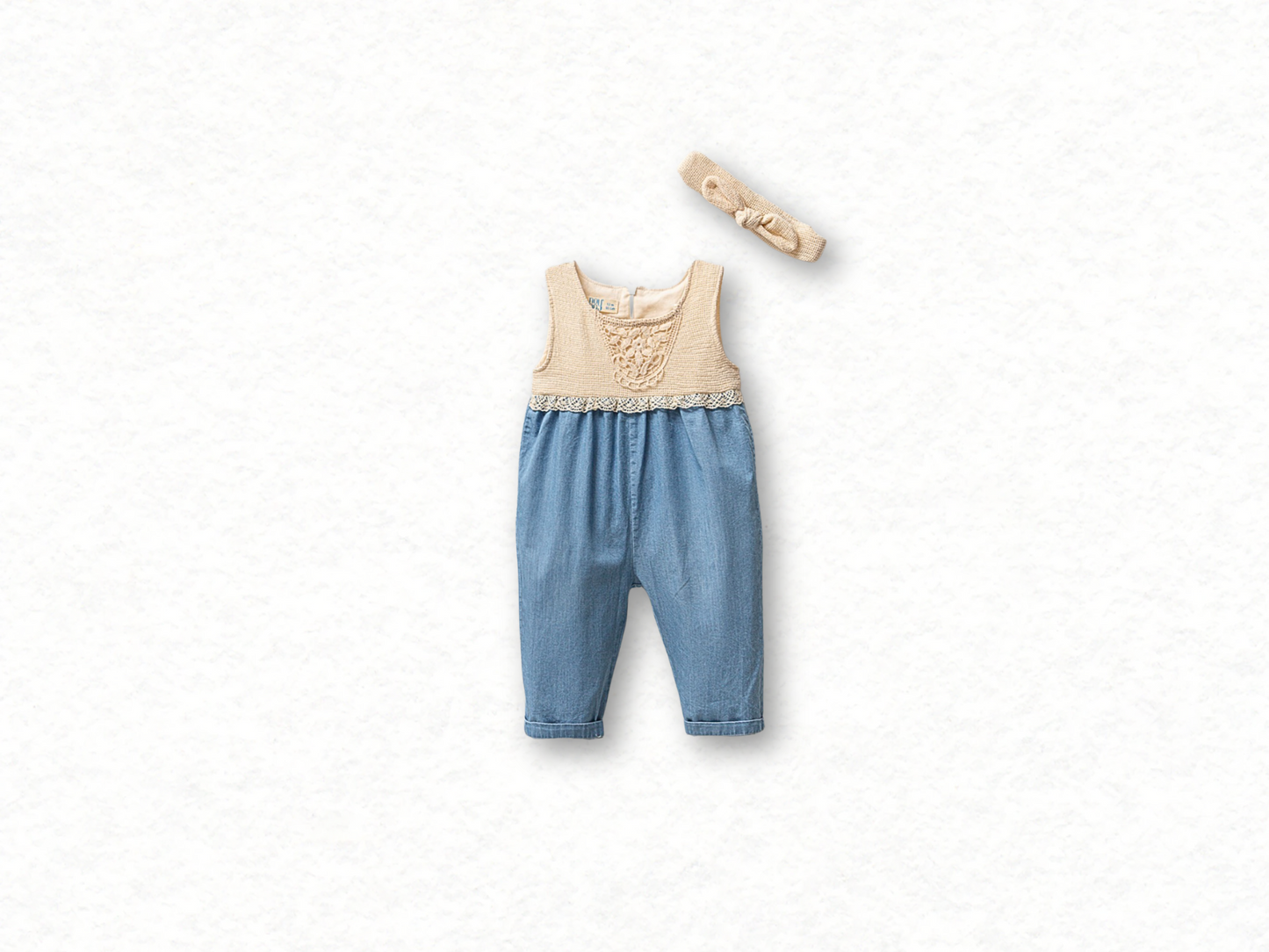 Baby Girl Knit & Denim Jumpsuit