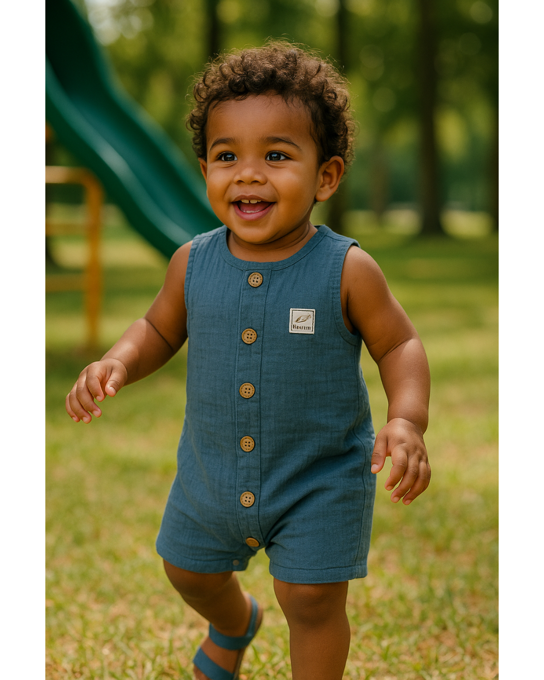 Baby Boy Sleeveless Muslin Romper