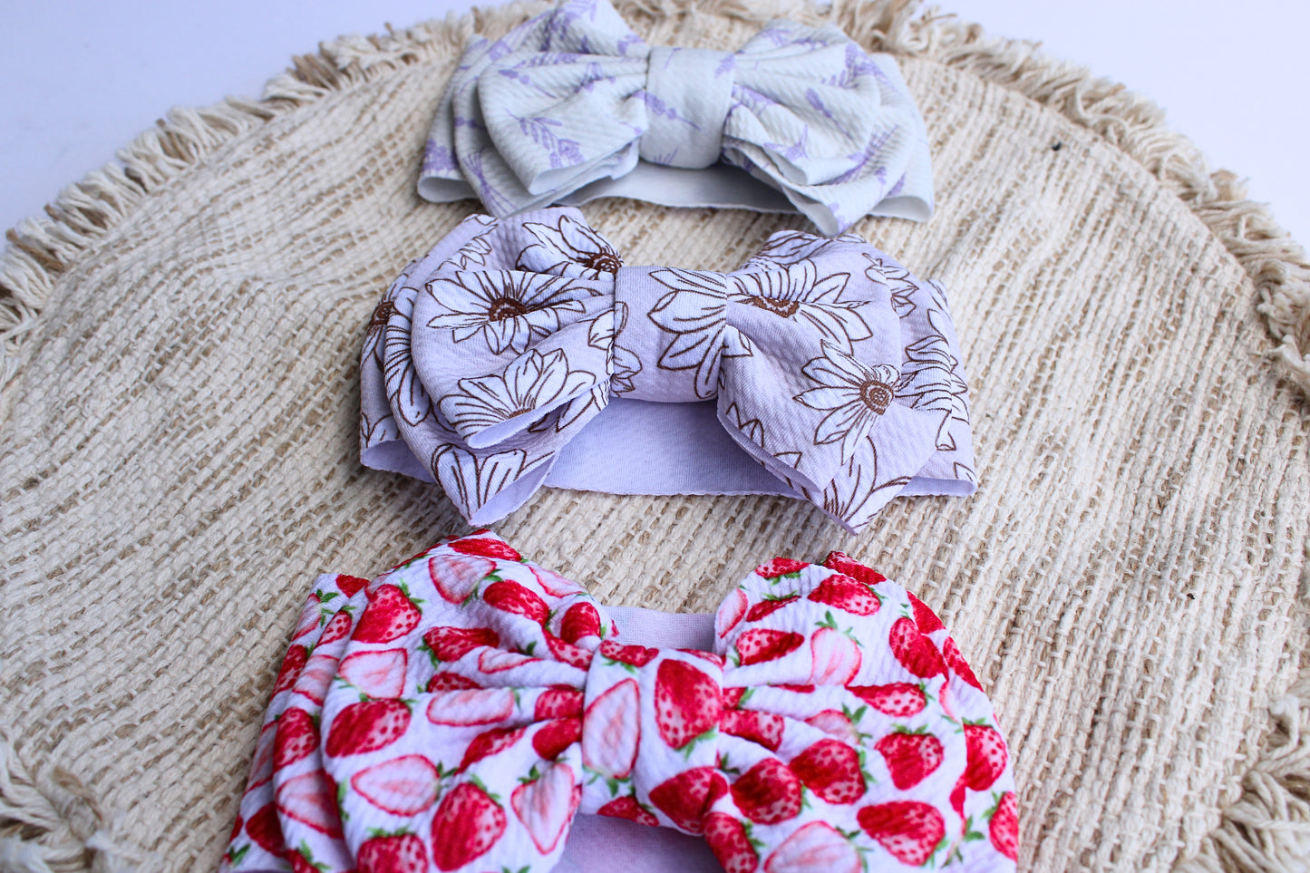 Double Bow Headbands Print 0-3m