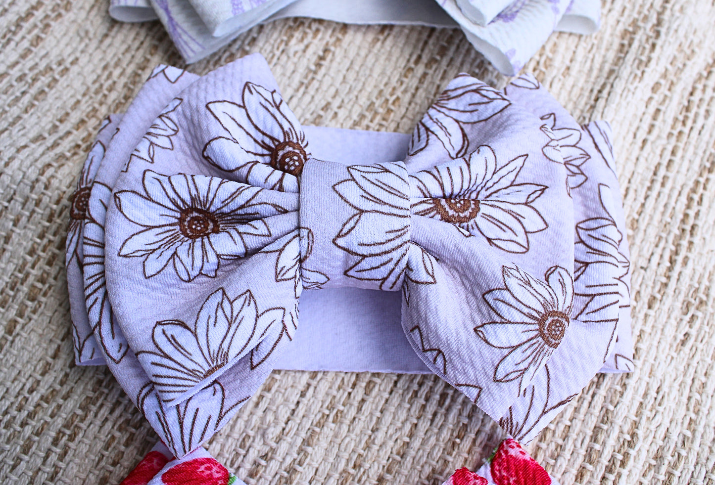 Double Bow Headbands Print 0-3m