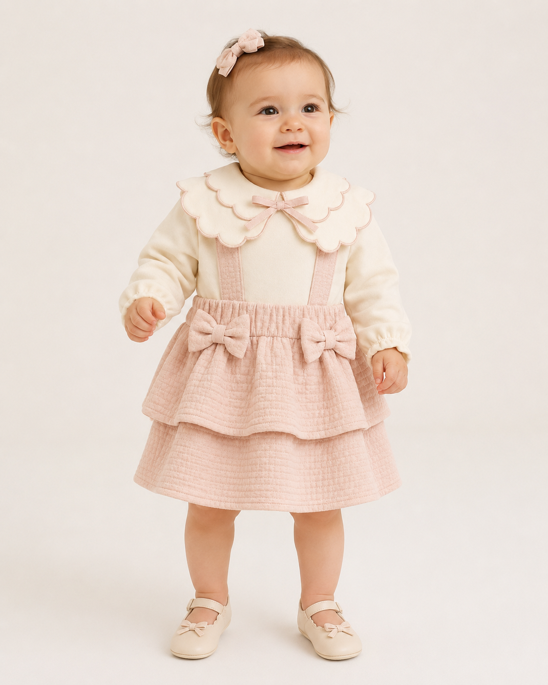 Pink Bow Suspender Dress Set