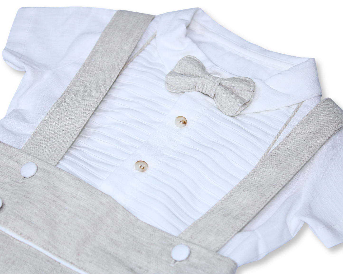 Baby Boy Linen Suspender Short Set