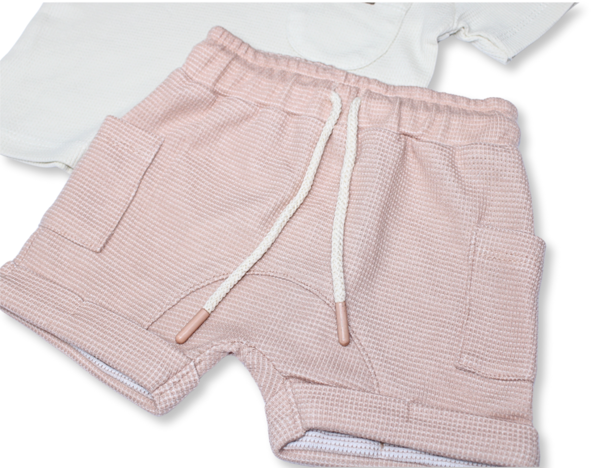 Baby Boy Taupe Polo & Shorts Set – Everyday Charm & Comfort