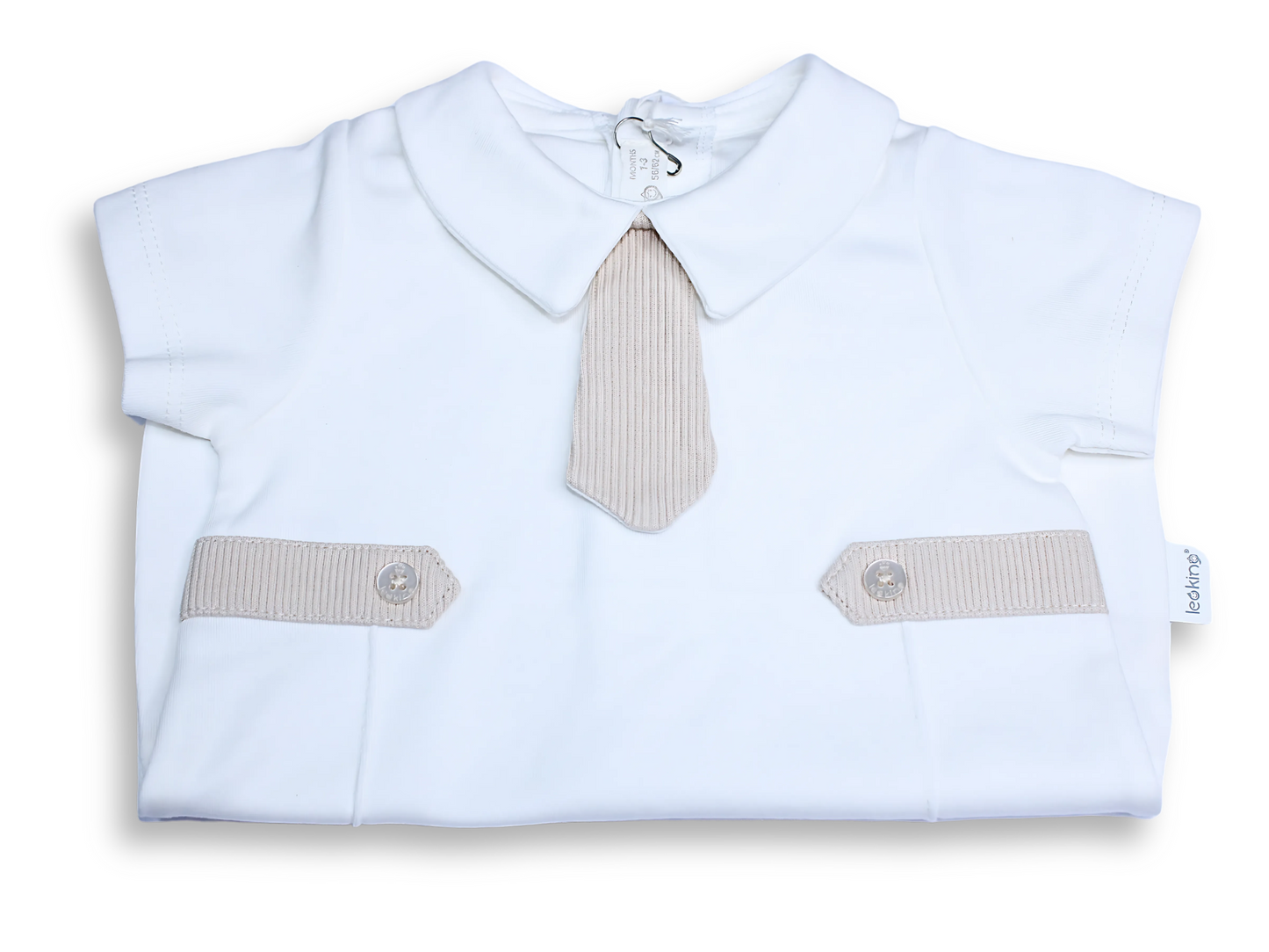 Baby Boy White Cotton Romper