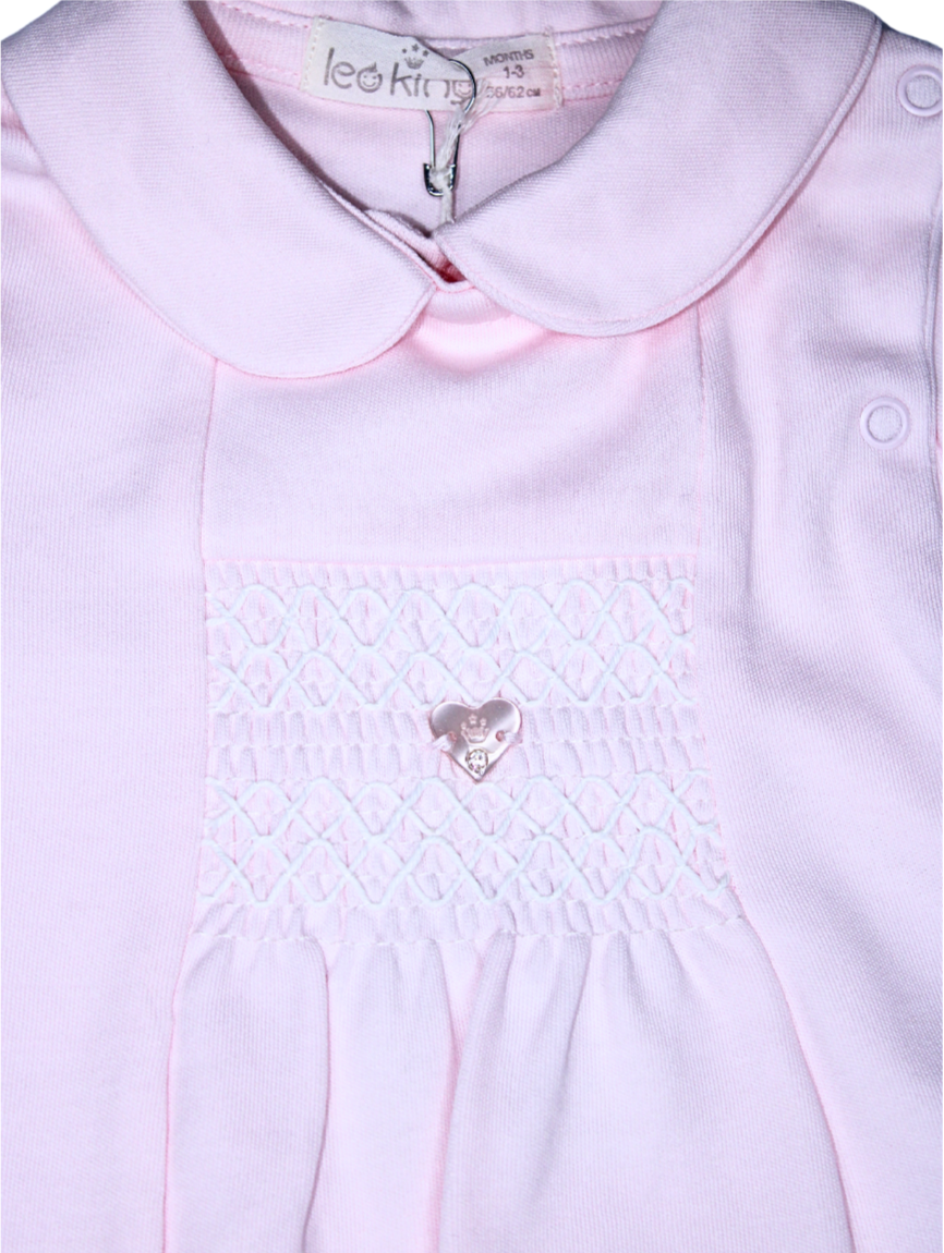 Baby Girl Smockerd Cotton Pink Romper