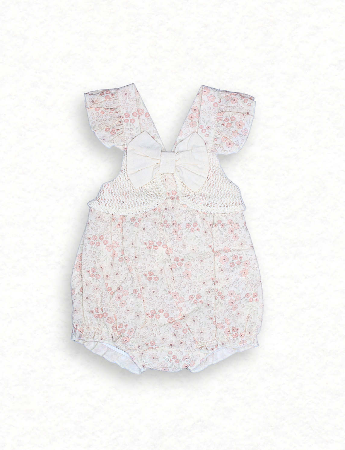 Baby Girl Floral Romper with Bow – Sweetness in Every Stitch