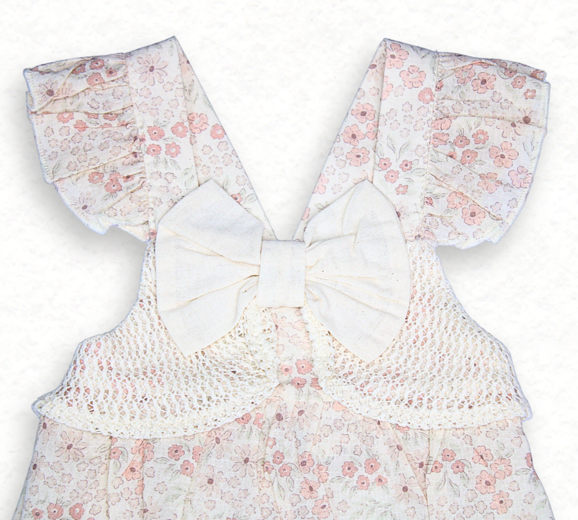 Baby Girl Floral Romper with Bow – Sweetness in Every Stitch