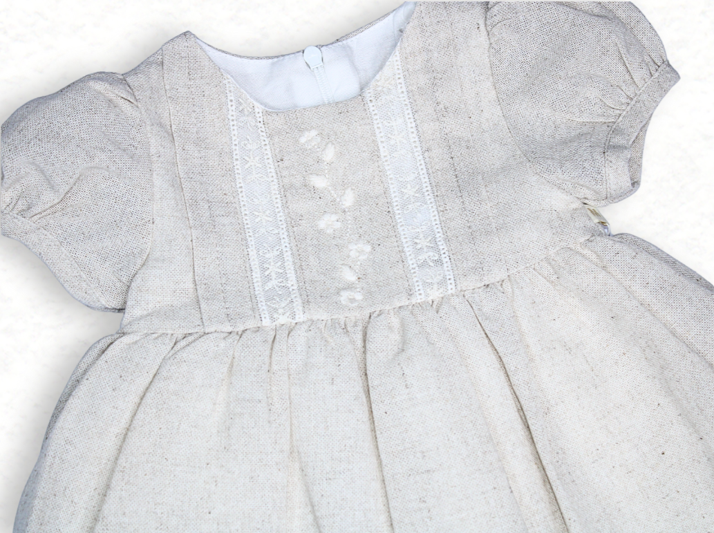 Baby Girl Ivory Linen Grace Dress