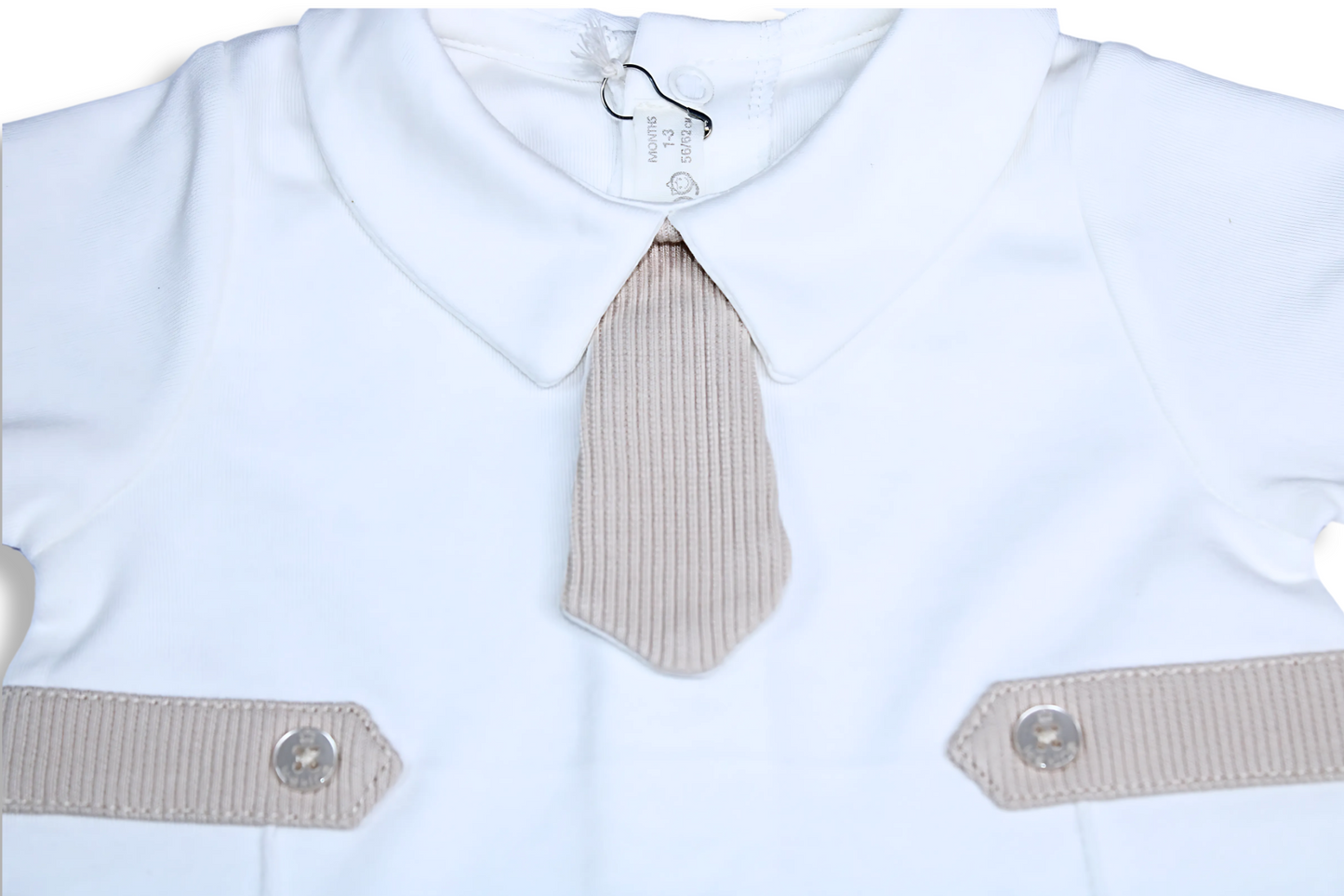 Baby Boy White Cotton Romper