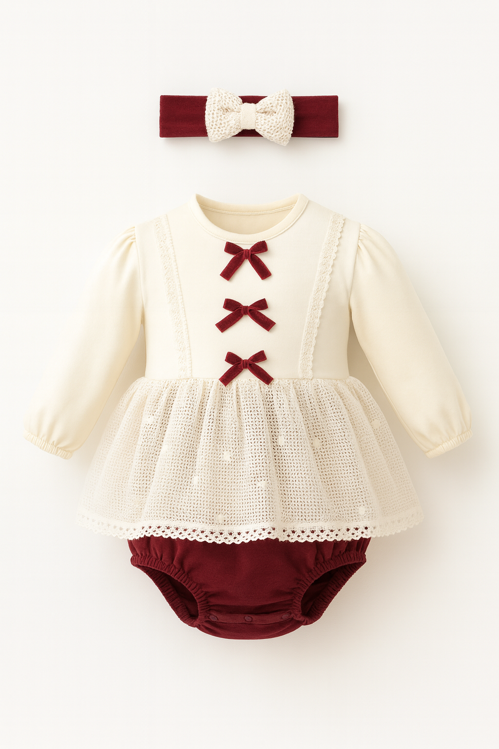 Velvet Bow Baby Set