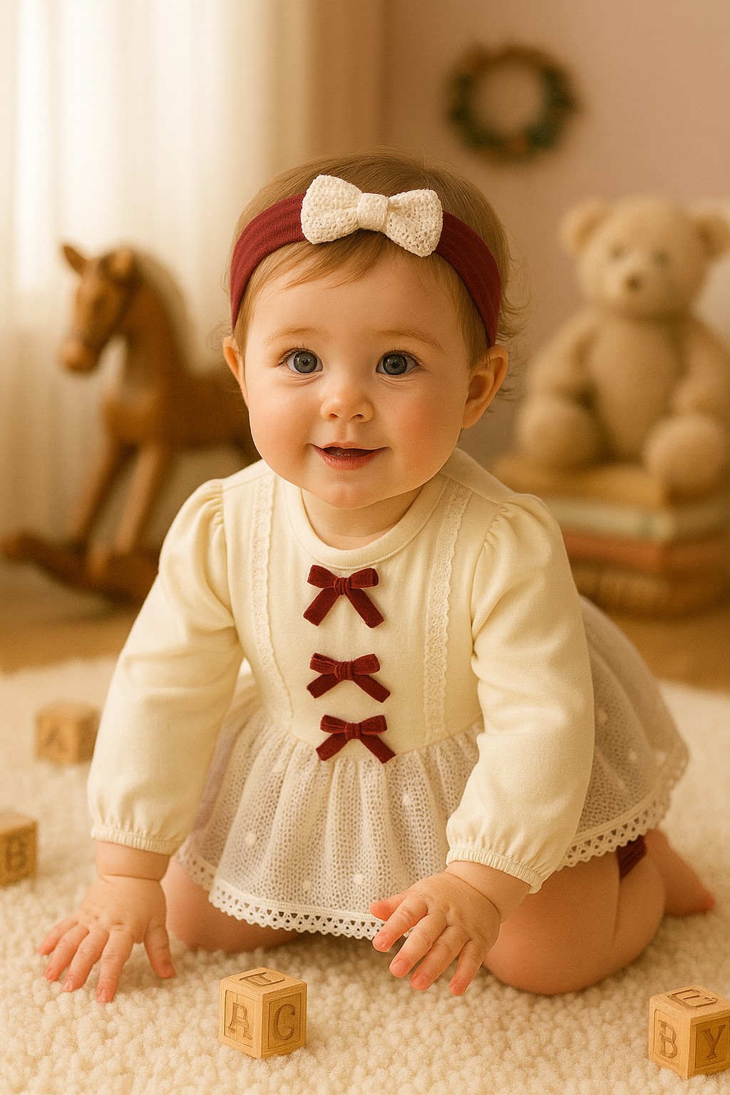 Velvet Bow Baby Set