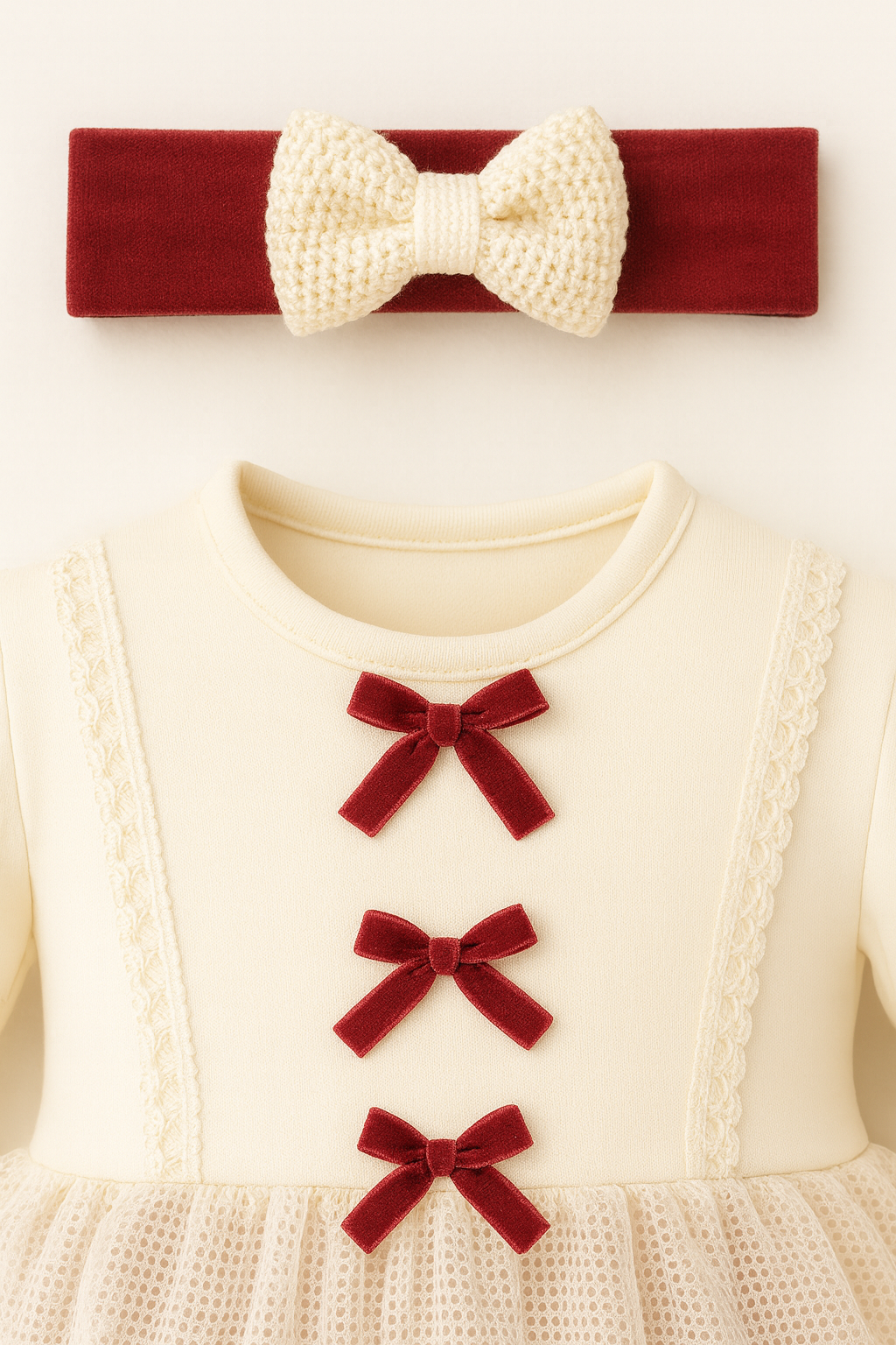 Velvet Bow Baby Set