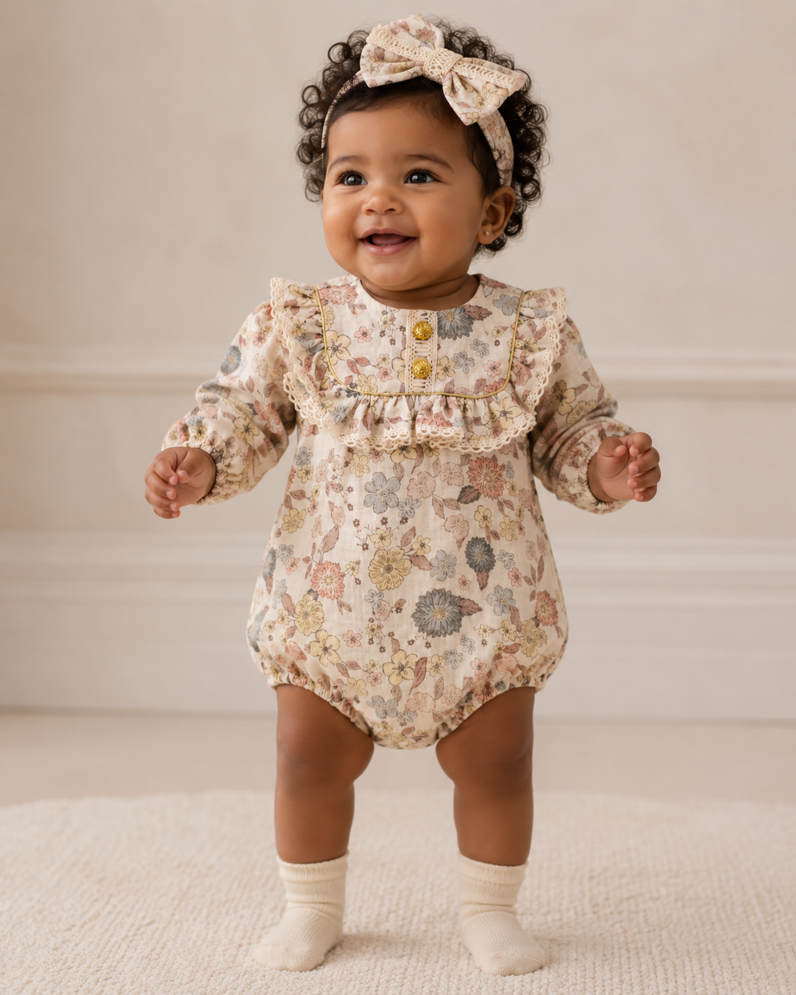 Vintage Floral Romper Set