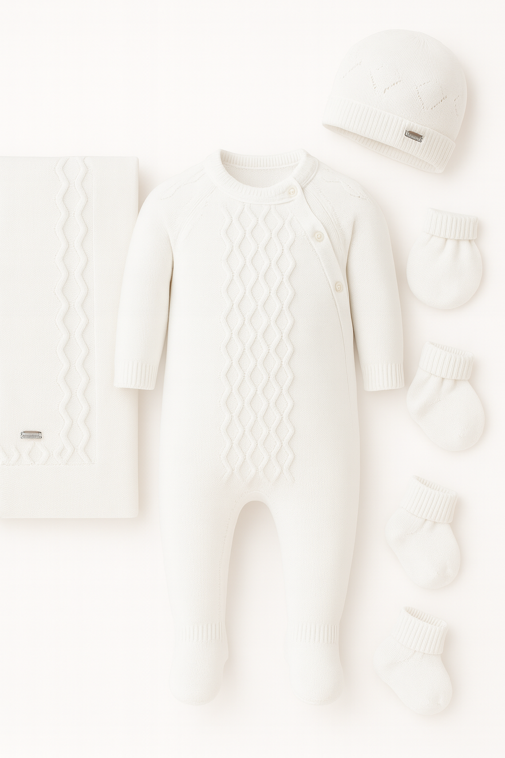 White Zig-zag Baby Boy Set of 5