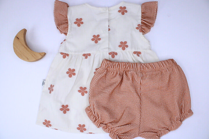 Baby Girl 2 Pieces Olive Flowers Set