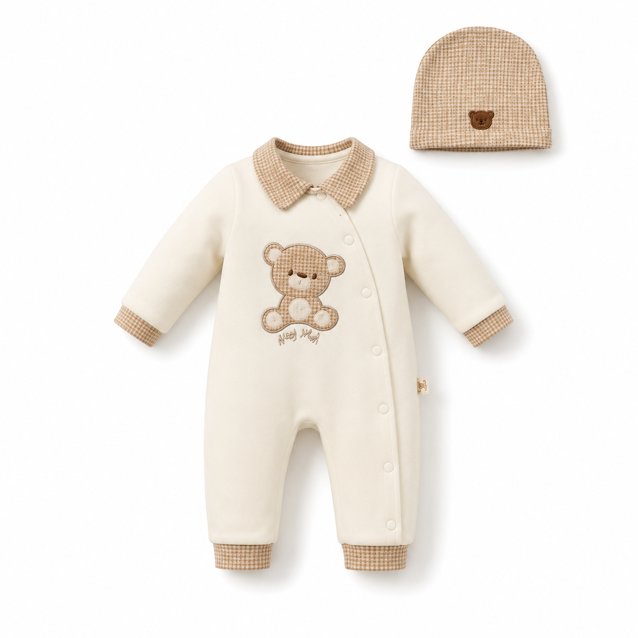 Teddy Bear Footed Romper Set