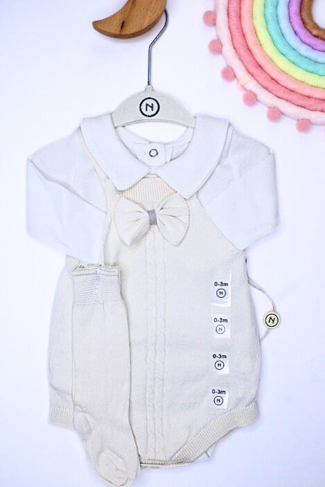 Baby Girl 3 Pieces Beige Rumper