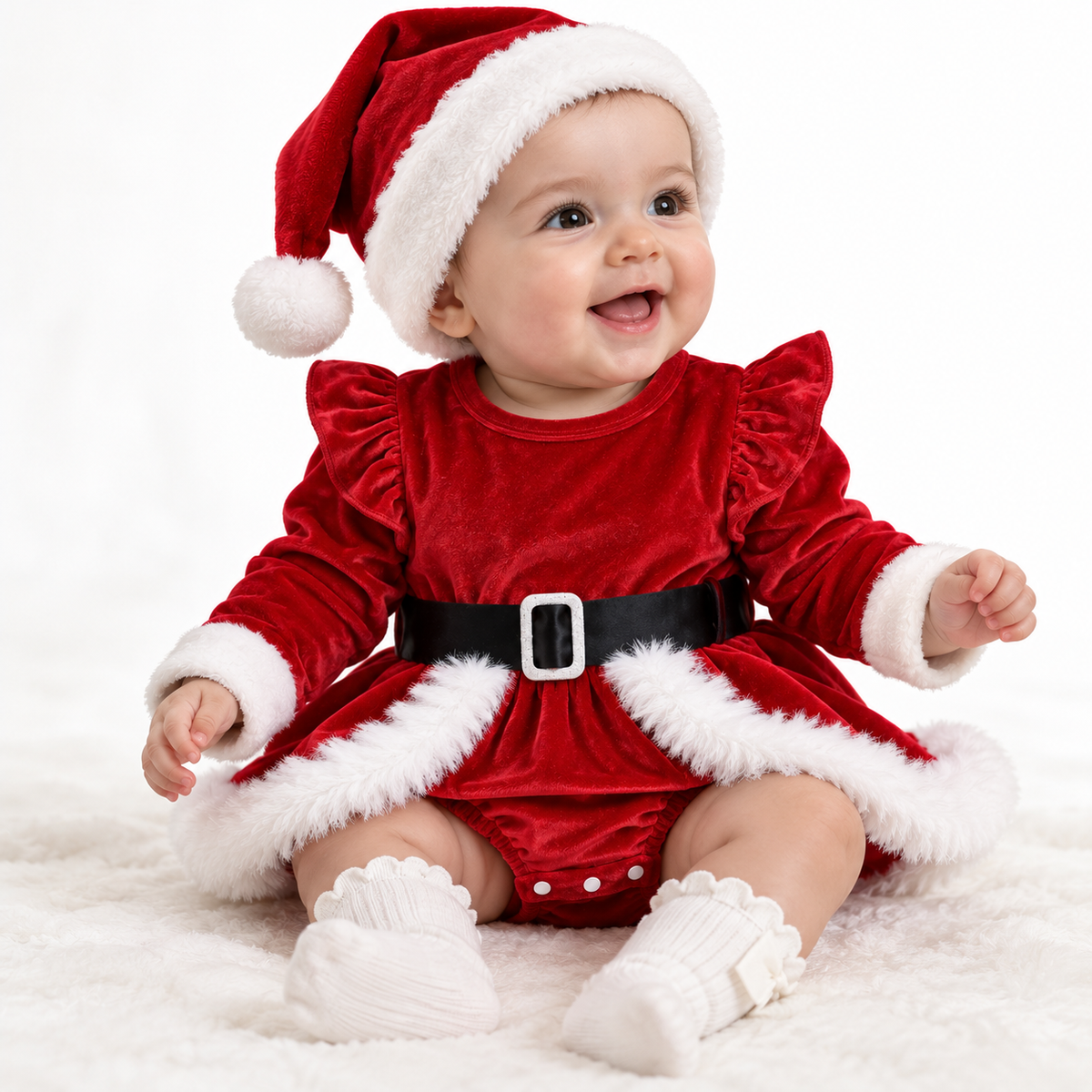 Santa’s Little Helper Velvet Romper Dress