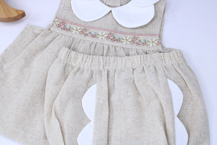 Baby Girl 2 Pieces Beige Flower Set