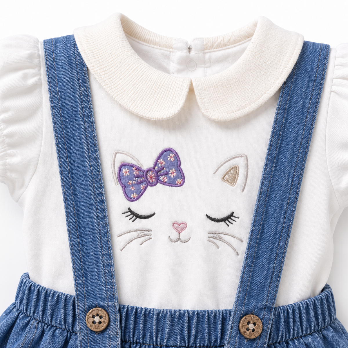 Denim Suspender Skirt Set