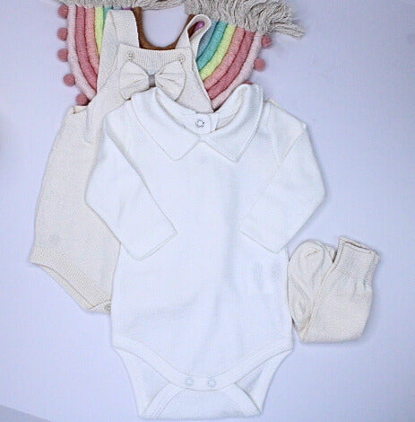 Baby Girl 3 Pieces Beige Rumper