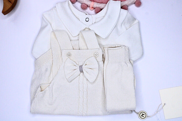 Baby Girl 3 Pieces Beige Rumper