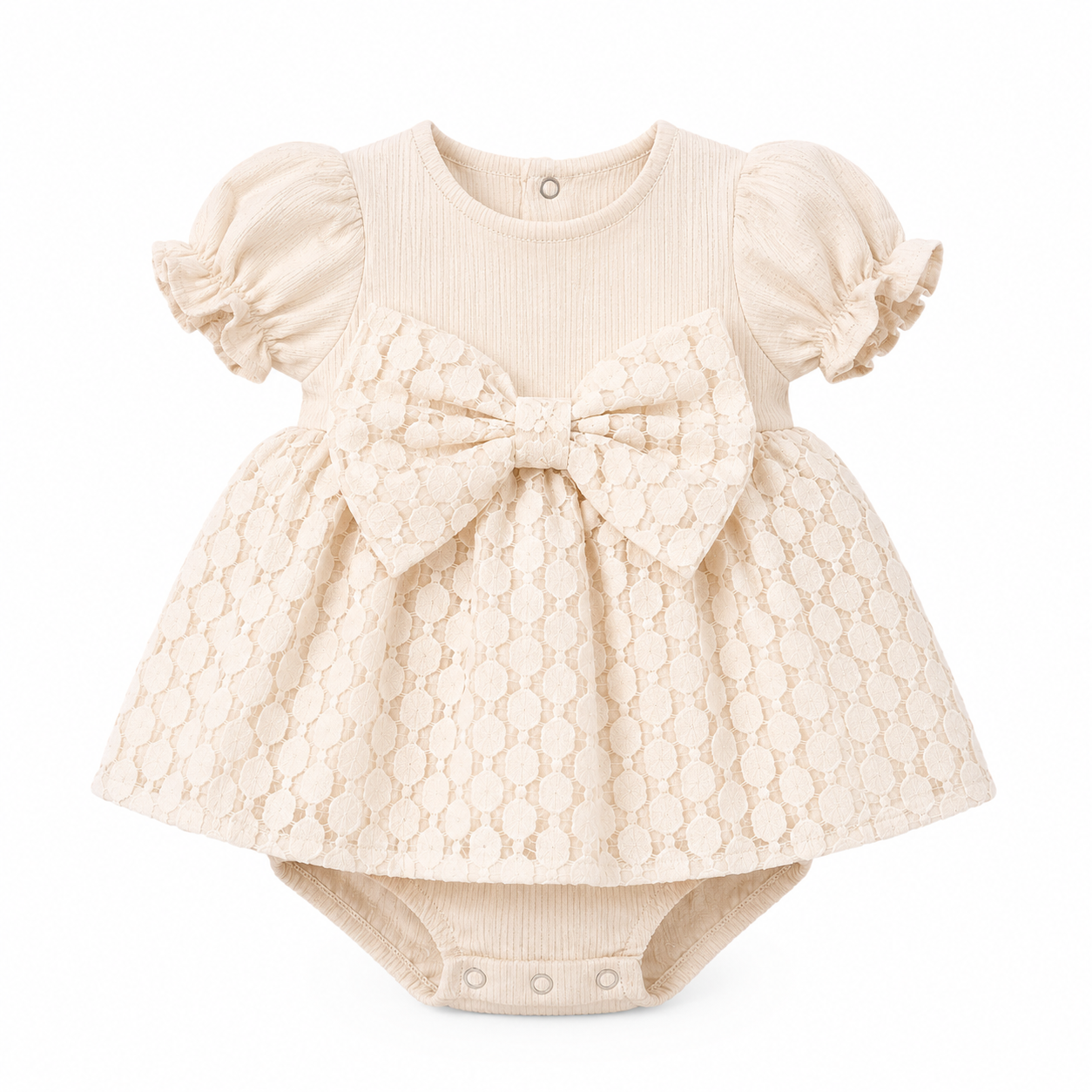 Ivory Bloom Lace Romper Dress