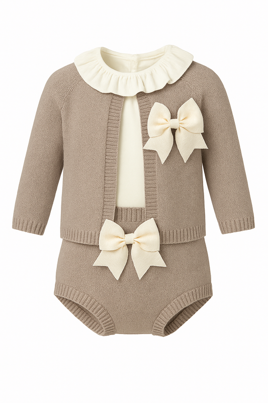 Baby Girl Fashion 3 Pieces Taupe Set