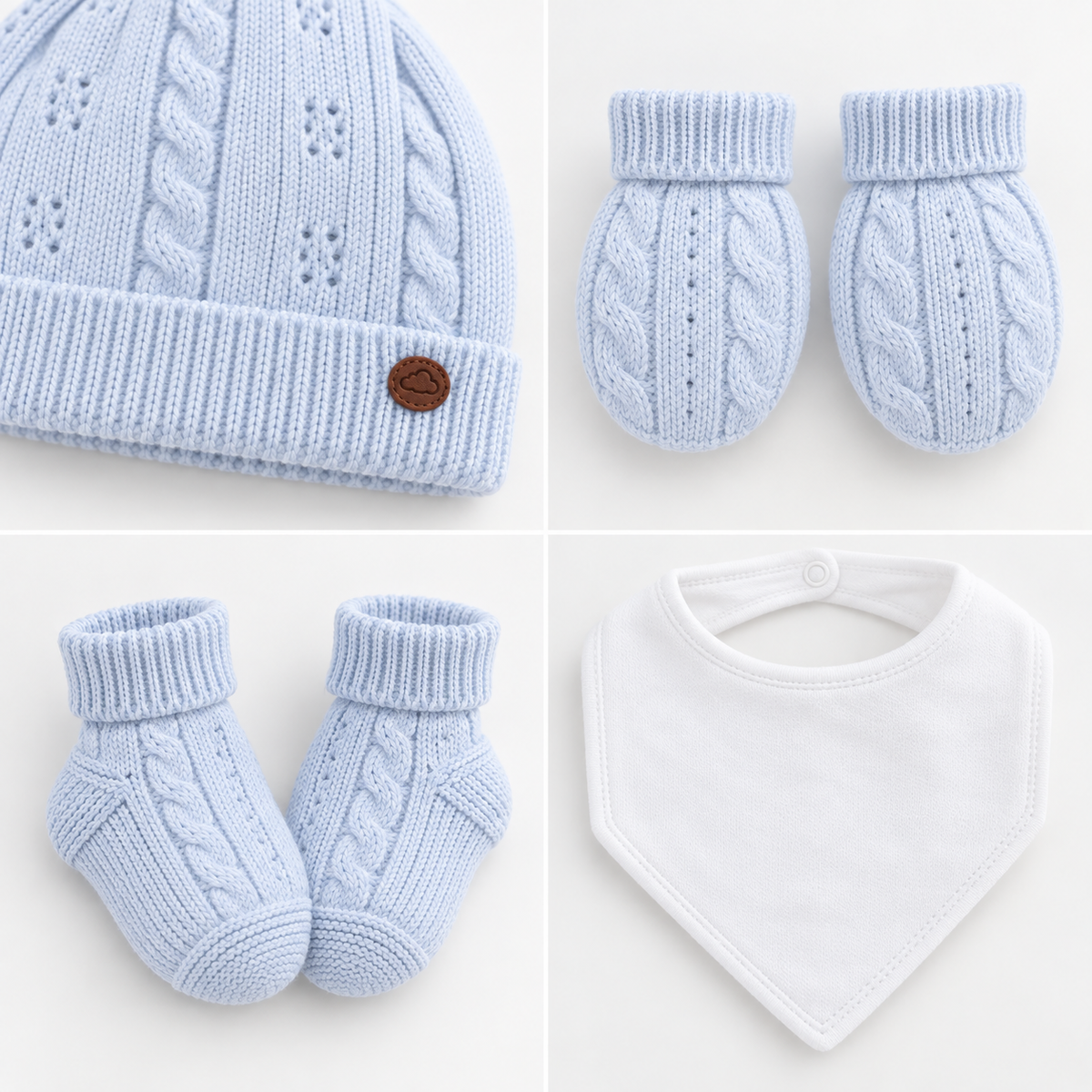 Baby Blue Heritage Newborn Cable Knit Set
