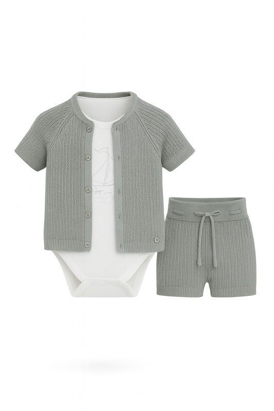Baby Boy Moss Gray Knit Set