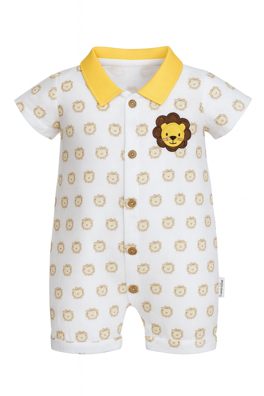 Baby Boy Short Romper with Lion Print