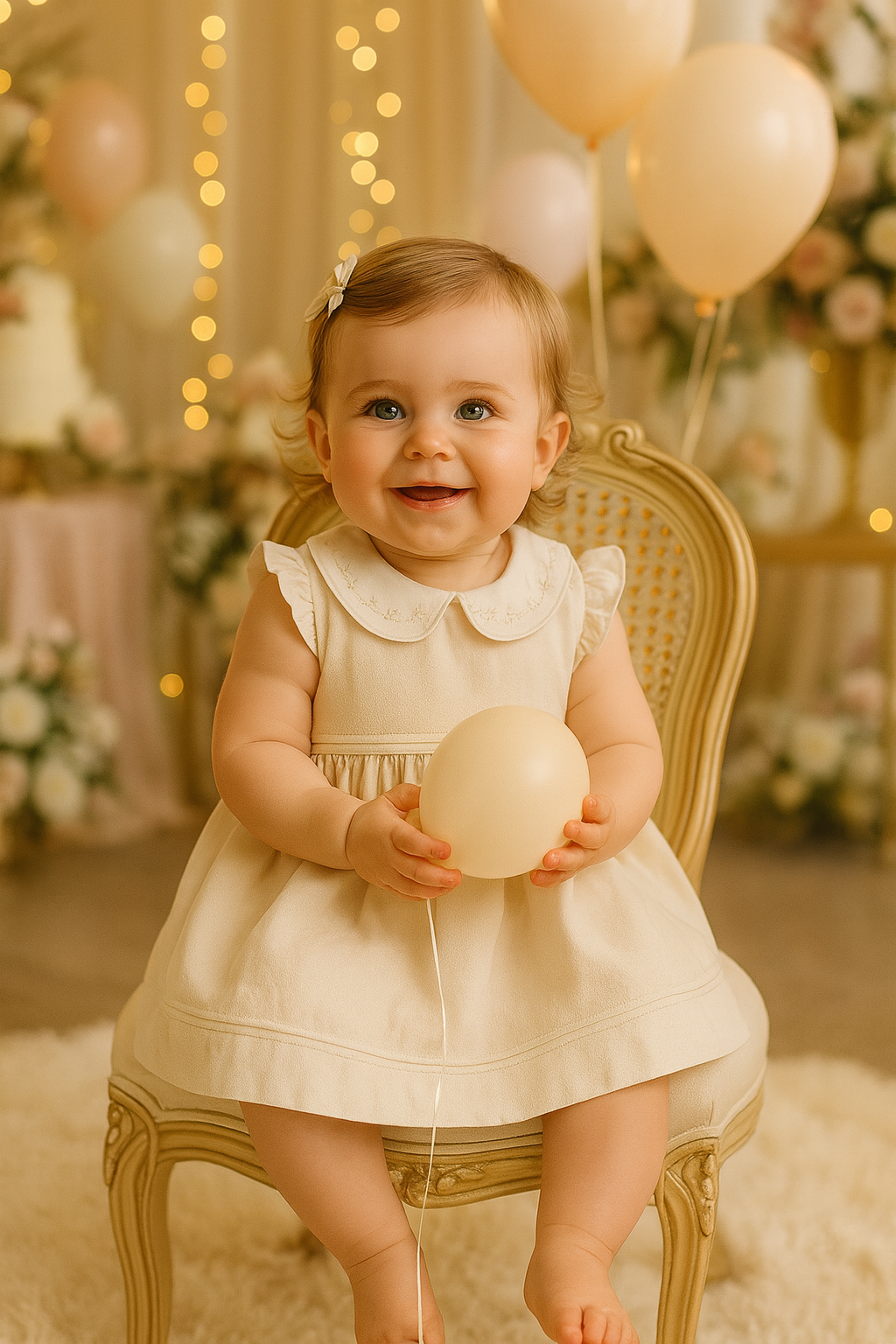 Baby Girl Cream Dress with Embroidered Collar – Grace in Every Stitch