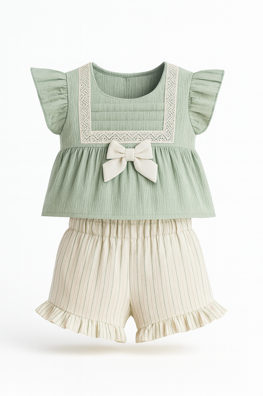 Baby Girl Lace & Ruffle Muslin Set